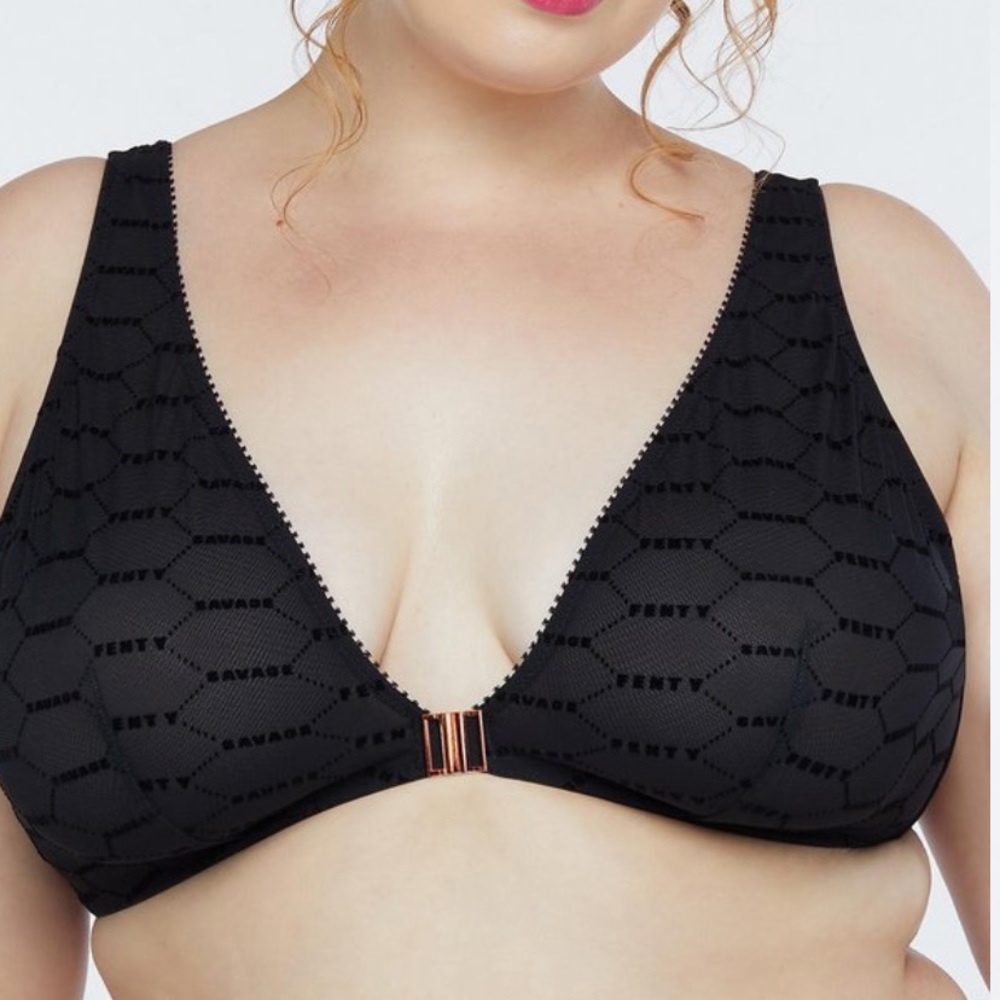 Savage X Fenty Flocked Logo Bralette 1X NWT